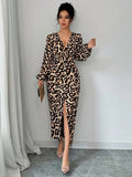Women's Casual Loose Simple Leopard-Print Dress