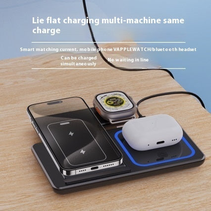 3-in-1 Wireless Charger Station - 15W Fast Charging Stand for iPhone, Apple Watch & AirPods