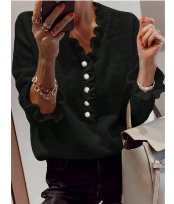 Women's Long Sleeve V-neck All-matching Clothes Sweater