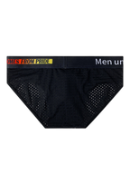 Men's Mesh Briefs With Colorful Spliced Lines