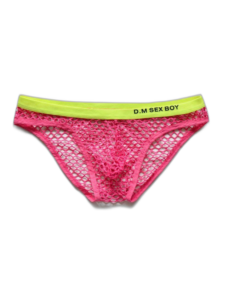 3 Pack Men's Low-Waist Sexy Big Mesh Breathable Transparent Sports Briefs