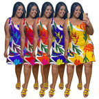 Women's Printed Midi Sleeveless Plus-Size Dress With Ruffled Hem
