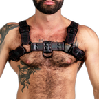 ruff GEAR RAW  Leather Bulldog Harness Black Red