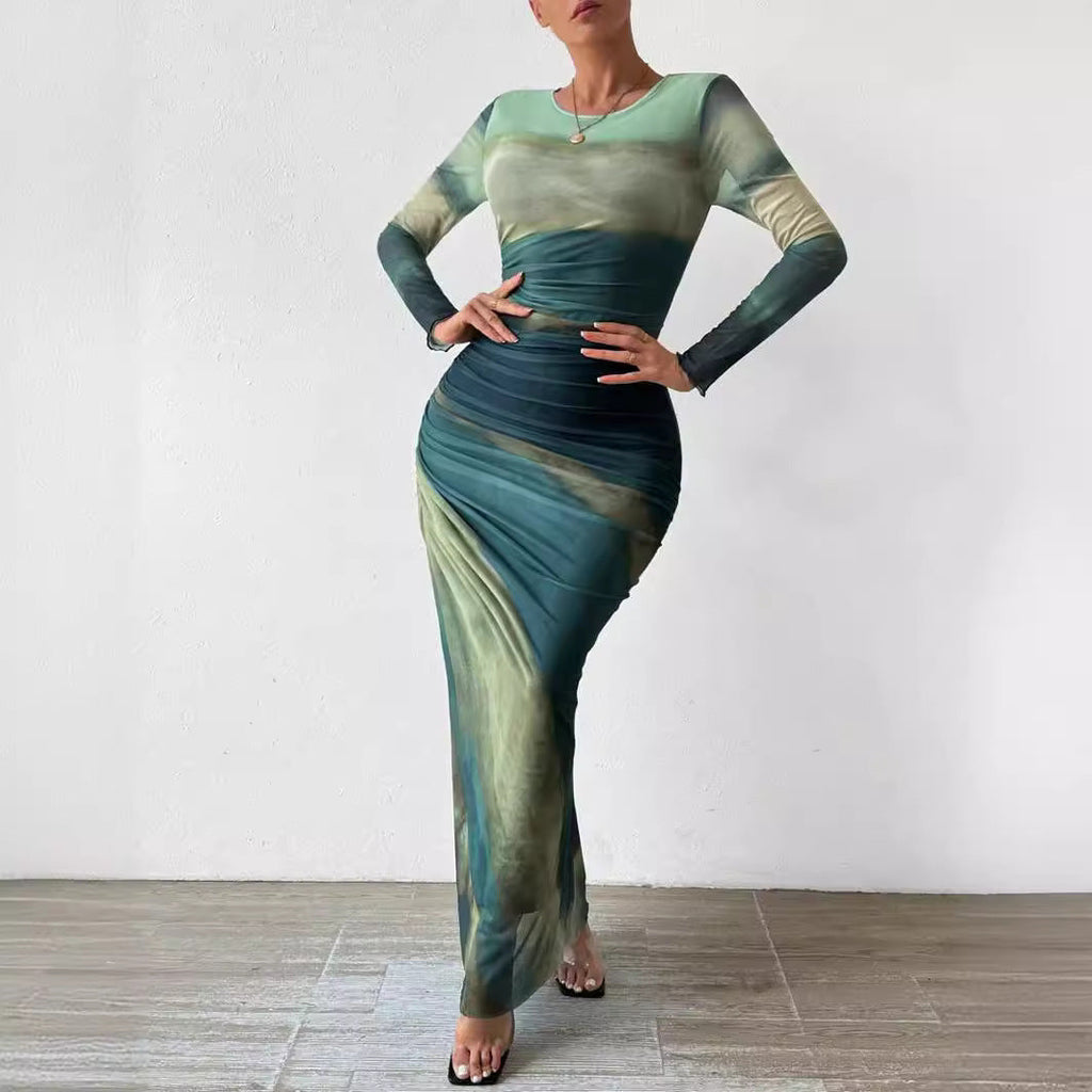 Women's Color-Block Dye-Effect Dress