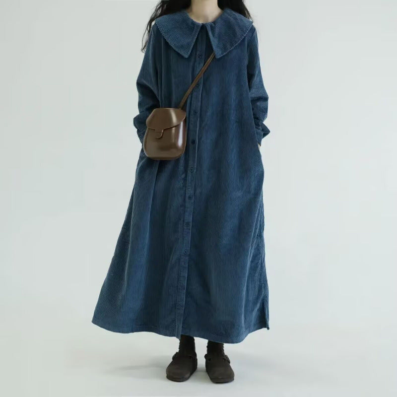 Women's Retro Navy-Style Collar Long-Sleeve Dress