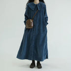 Women's Retro Navy-Style Collar Long-Sleeve Dress