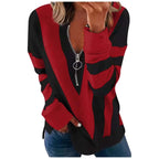 V-neck Zipper Personalized Printing Long-sleeved Sweatshirt