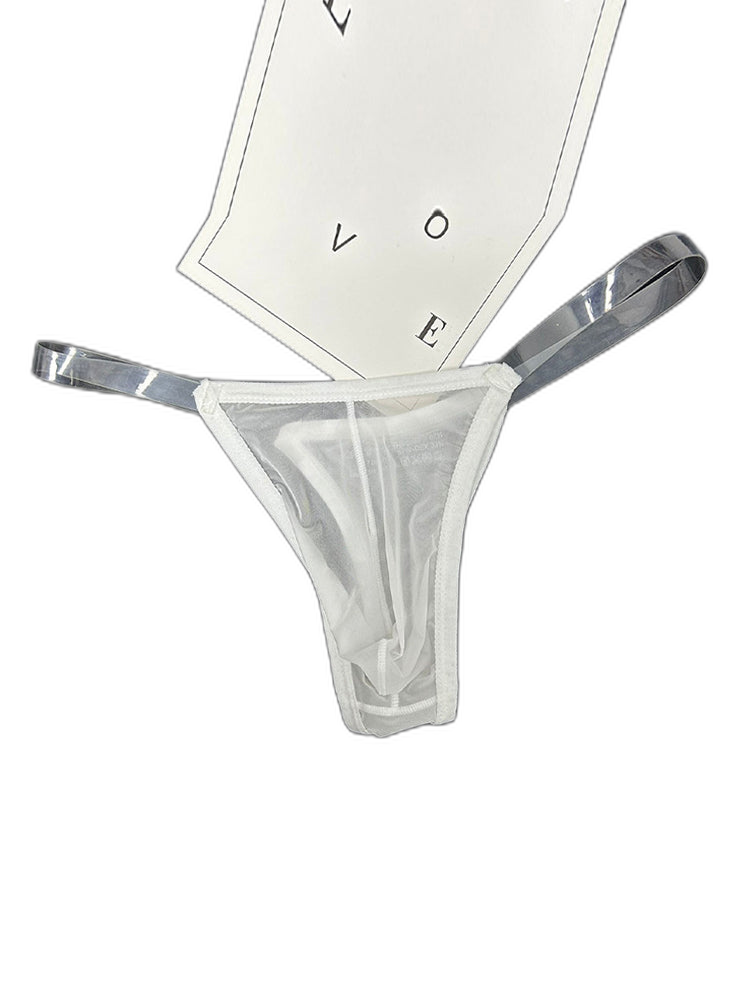 2 Pack Men's Sexy Seamless Semi-Transparent Thong & Strings