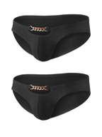 2 Pack Men's U-Pouch Design Metal-Clasp Thin Briefs