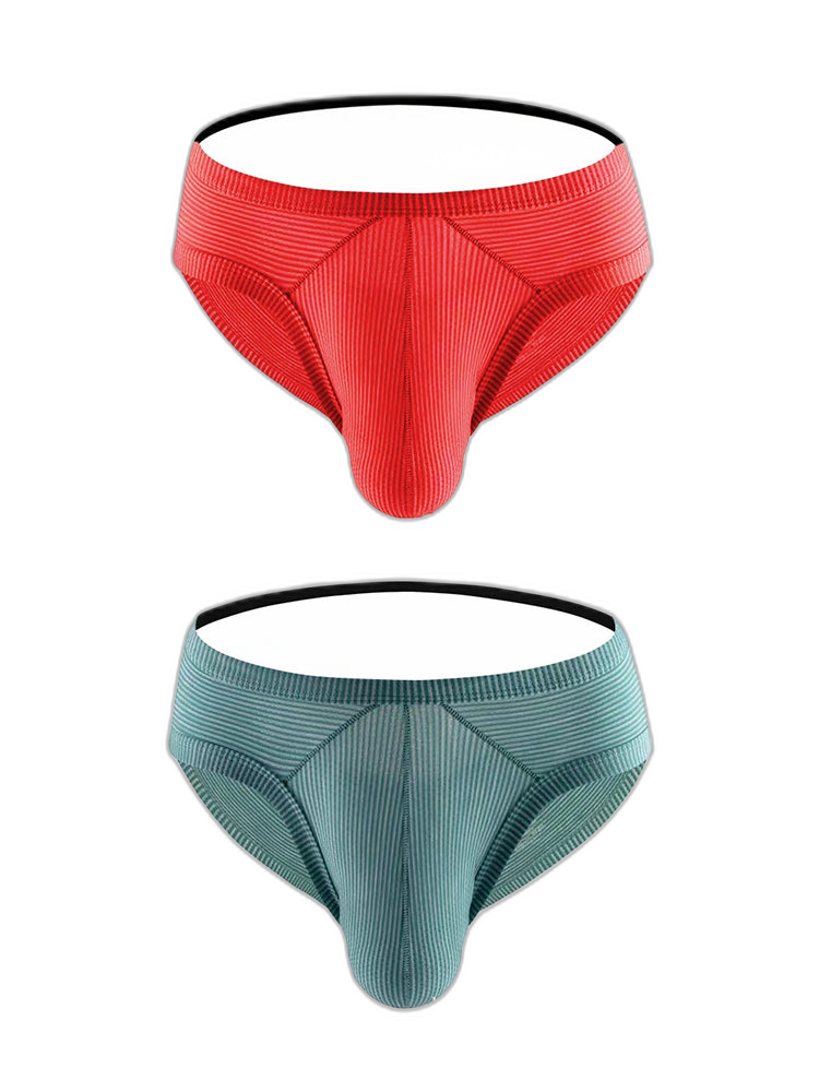 2 Pack Men's Low Rise Back Hollow 3D U-convex Large Pouch T-Back Briefs