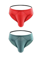 2 Pack Men's Low Rise Back Hollow 3D U-convex Large Pouch T-Back Briefs