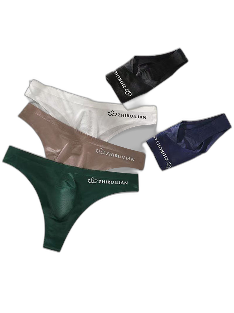 4-pack Men's Sexy Solid Color Letter Seamless Thong