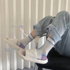 Women's Colorful Mid-calf Socks With Color-blocking Design