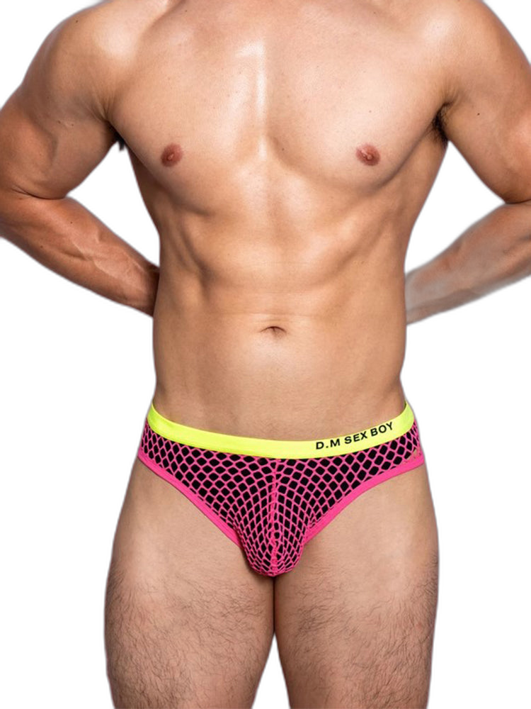 3 Pack Men's Low-Waist Sexy Big Mesh Breathable Transparent Sports Briefs