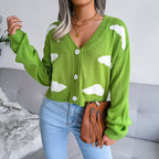 Women's Cloud Pattern Knitted Cardigan Sweater