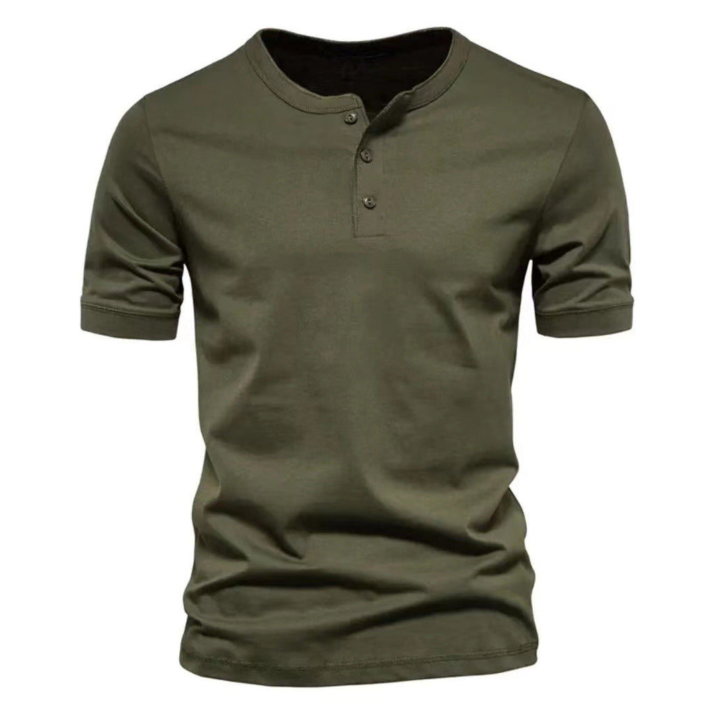 Mens Casual Crew-Neck Short-Sleeve Solid-Color T-Shirt