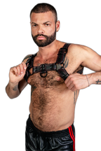 ruff GEAR RAW  Leather Bulldog Harness Black Red