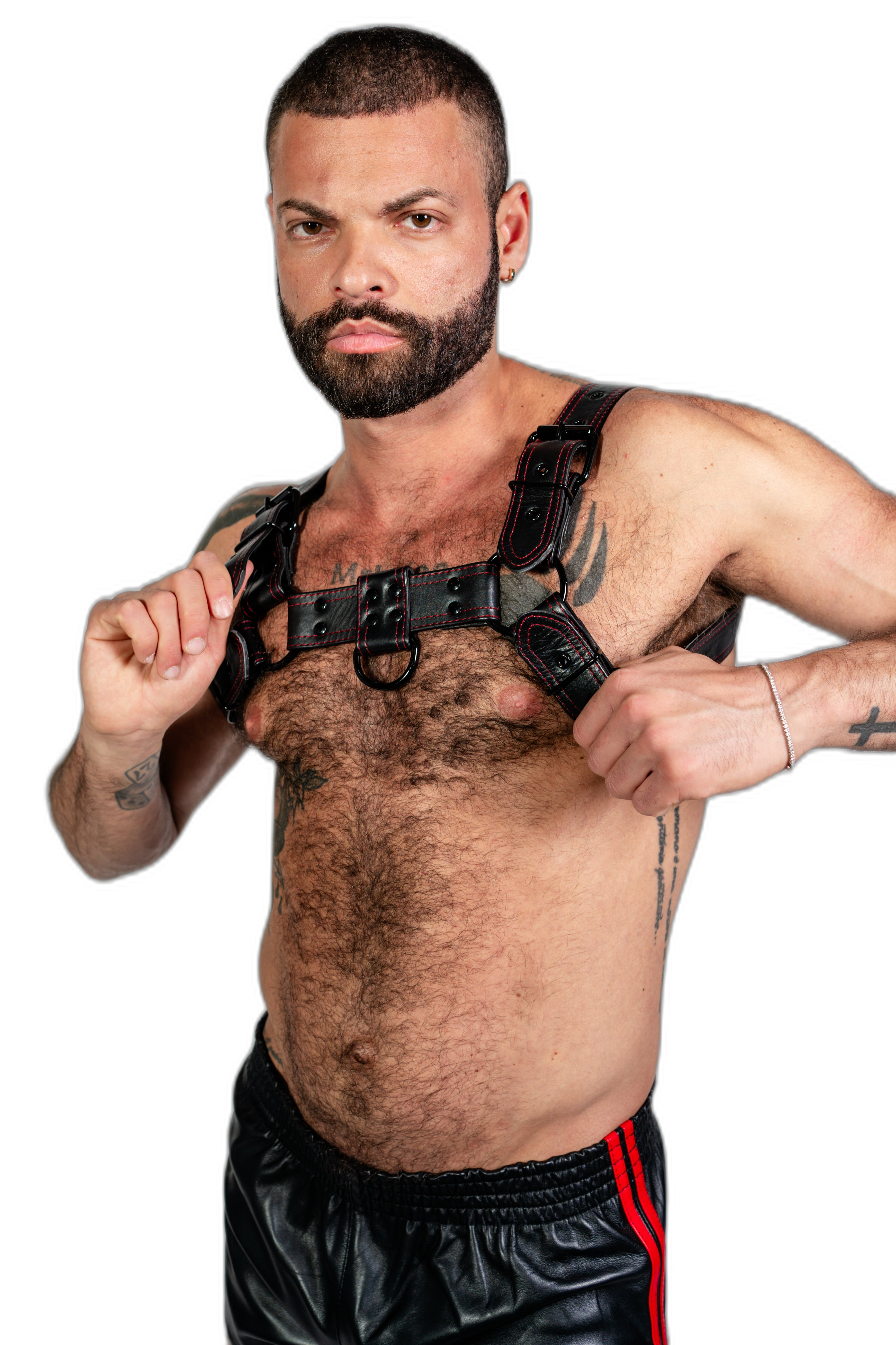 ruff GEAR RAW  Leather Bulldog Harness Black Red