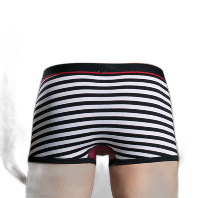 Men's Striped Cotton Sports Boxer Briefs
