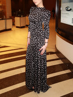 Floral Long Sleeve Open Back Maxi Dress