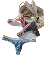 3 Pack Men's Ice Silk Middle-Rise Summer Thongs
