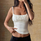 Women's Cropped Tank Top With Straps Solid-color Top