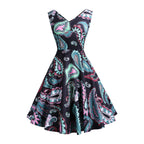 Retro Printed Maxi Sleeveless Dress Women