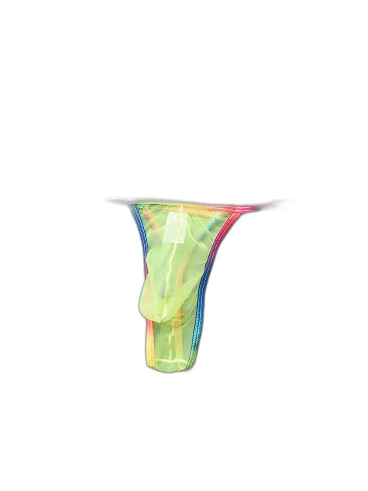 3-pack Men's Sexy Rainbow Transparent Convex Pouch Breathable Thong