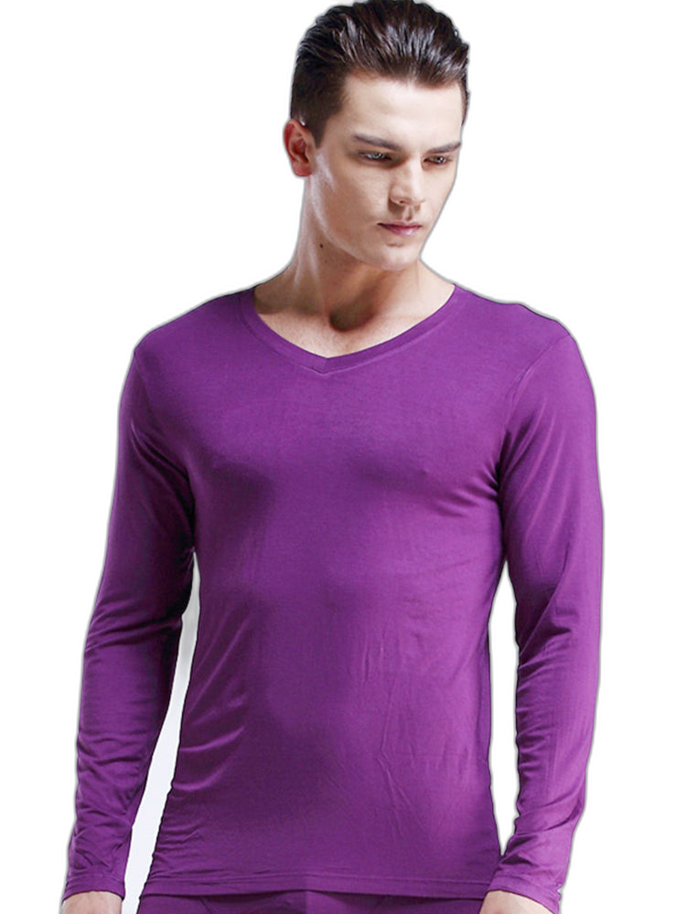 Mens Ultra Soft Low Cut V-Neck Thermal Shirt