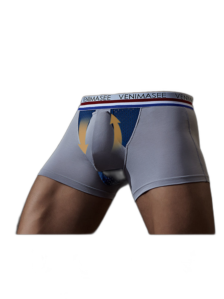 3 Pack Men's Breathable Divided Double Pouch Boxer Briefs