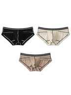 3 Pack Men's Semi-Transparent Comfortable Soft Skin-Friendly Minimalist Briefs