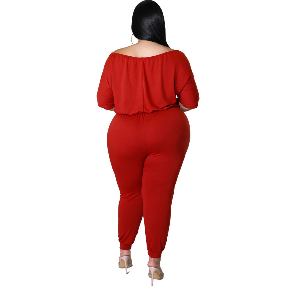 Women's Solid-Colored Sports Jumpsuit With Drawstring, High Waist, And Slimming Design