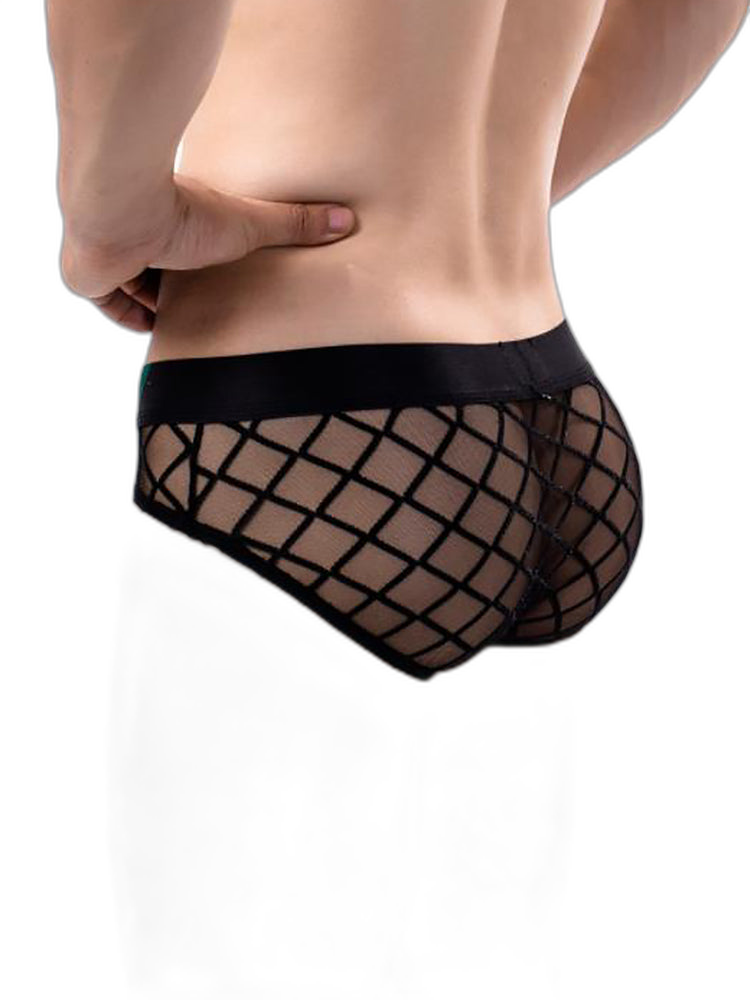 3 Pack Men's Low-Rise Lace Sexy Mesh Briefs And Thongs