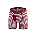 Men's Fly Front with Pouch Striped Cotton Boxer Briefs