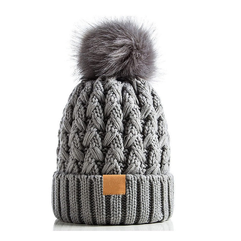Snow Cap Knitted Hat Unisex Rolled Brim