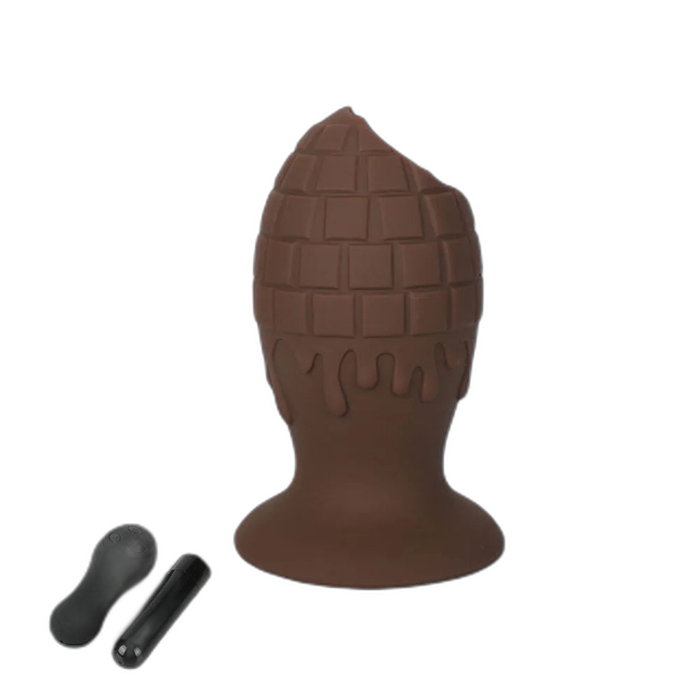 Chocolate Vibrating Anal Plug - Silicone Butt Plug - Anal Sex Toy