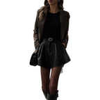 Elegant Chic Casual Versatile Solid-color Leather Shorts For Women