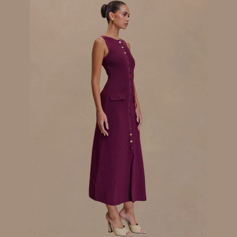 Knitted Elegant Sleeveless Dress For Women