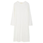 Loose-fitting Figure-flattering Long-sleeved Straight-cut Solid-color Dress