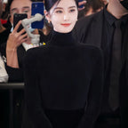 Women's Black Turtleneck Sweater Figure-flattering And Slimming