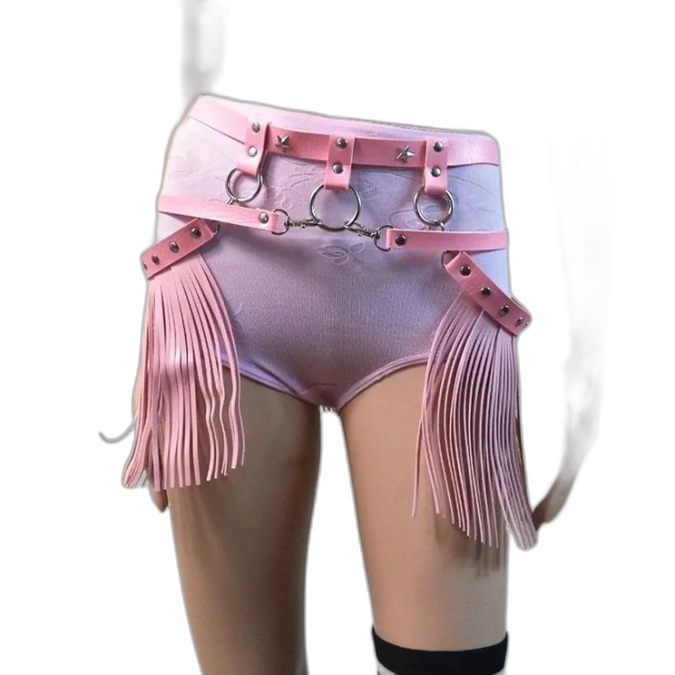 Women's Gothic Punk Pentagram Garter Set with Tassel Bra Harness