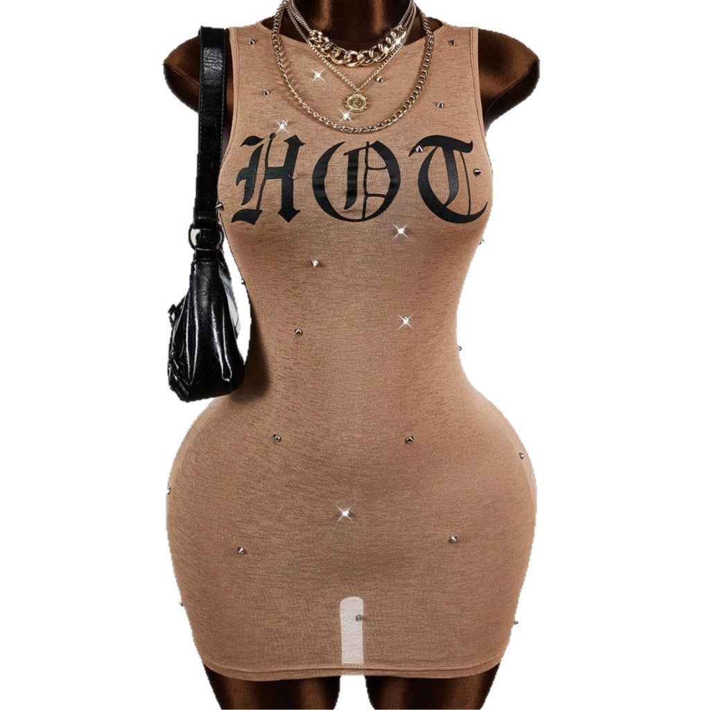Fashionable Printed Trendy Slim-fit Sexy Waist-cinching Short Skirt Dress