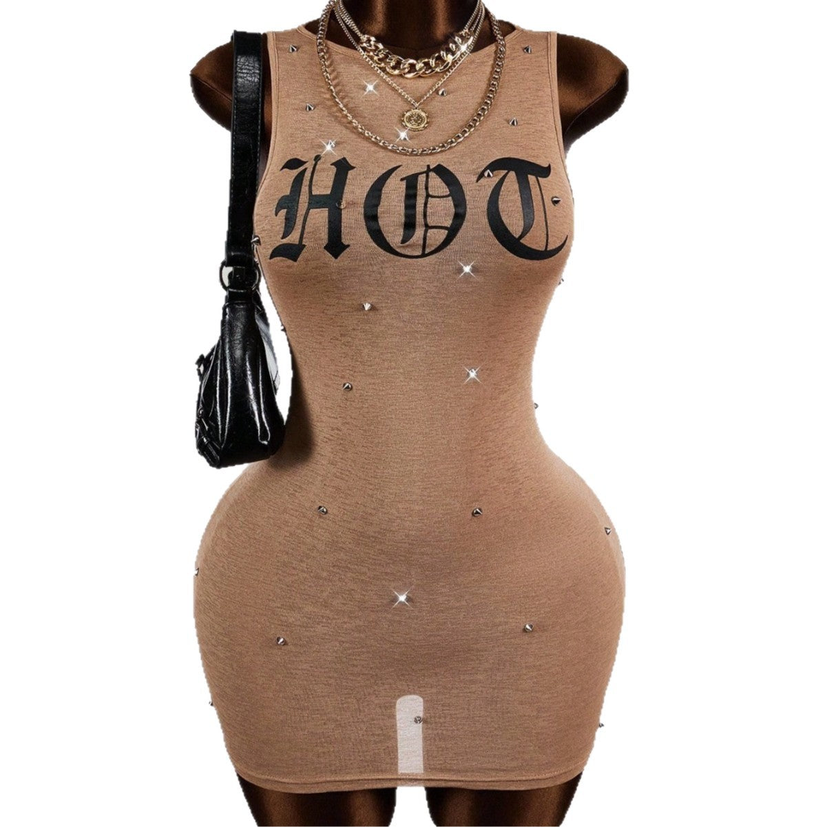 Fashionable Printed Trendy Slim-fit Sexy Waist-cinching Short Skirt Dress