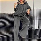 Loose Casual Two-piece Suit Leopard Print Hoodie And Pants Suit For Women