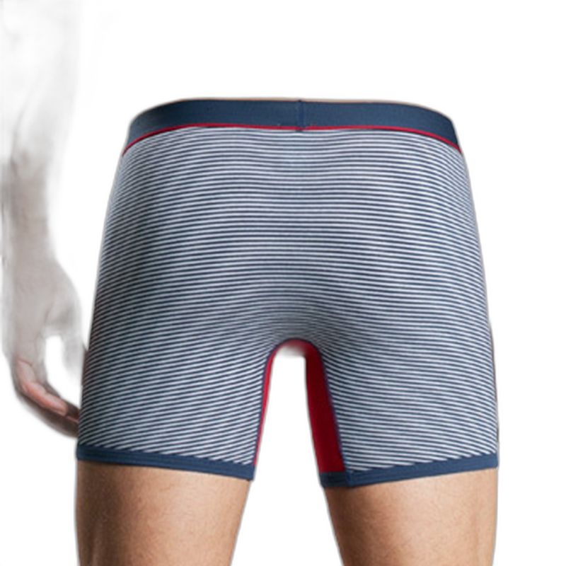 Men's Fly Front with Pouch Striped Cotton Boxer Briefs