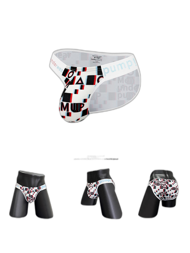2 Pack Men's Breathable Alphabet-Print Expanded Pouch Briefs