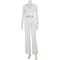Women's Casual Short-Sleeve Tie-Dye Printed Top And Fashionable Ruffle-Trimmed Pants Set