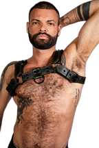 ruff GEAR RAW  Leather Bulldog Harness Black Yellow