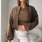 Women's Off-shoulder Round Neck Lantern Sleeve Short Coat