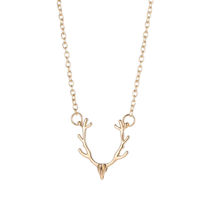 Christmas Small Antlers Deer Head Elk Necklace